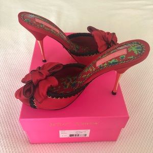 Betsy Johnson red satin heels
